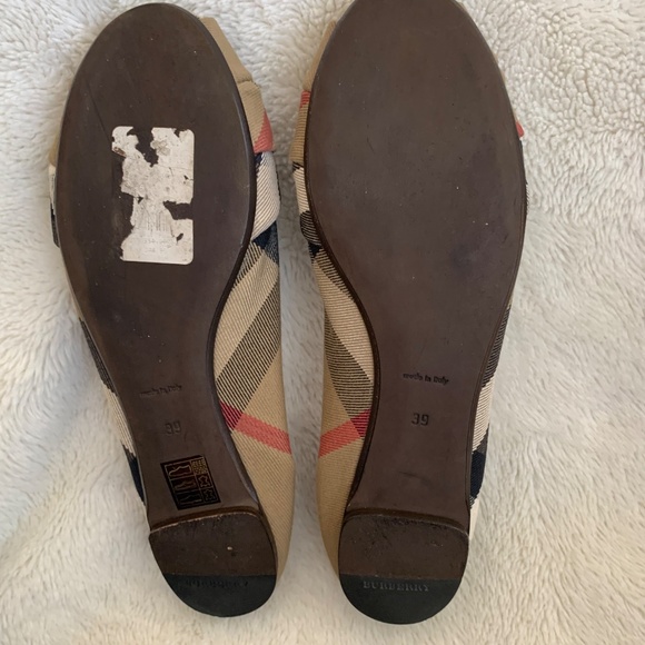 Burberry Beige Nova Check Canvas Knotted Ballet Flats Sz.39 Classic Print Dhoes - Picture 10 of 15